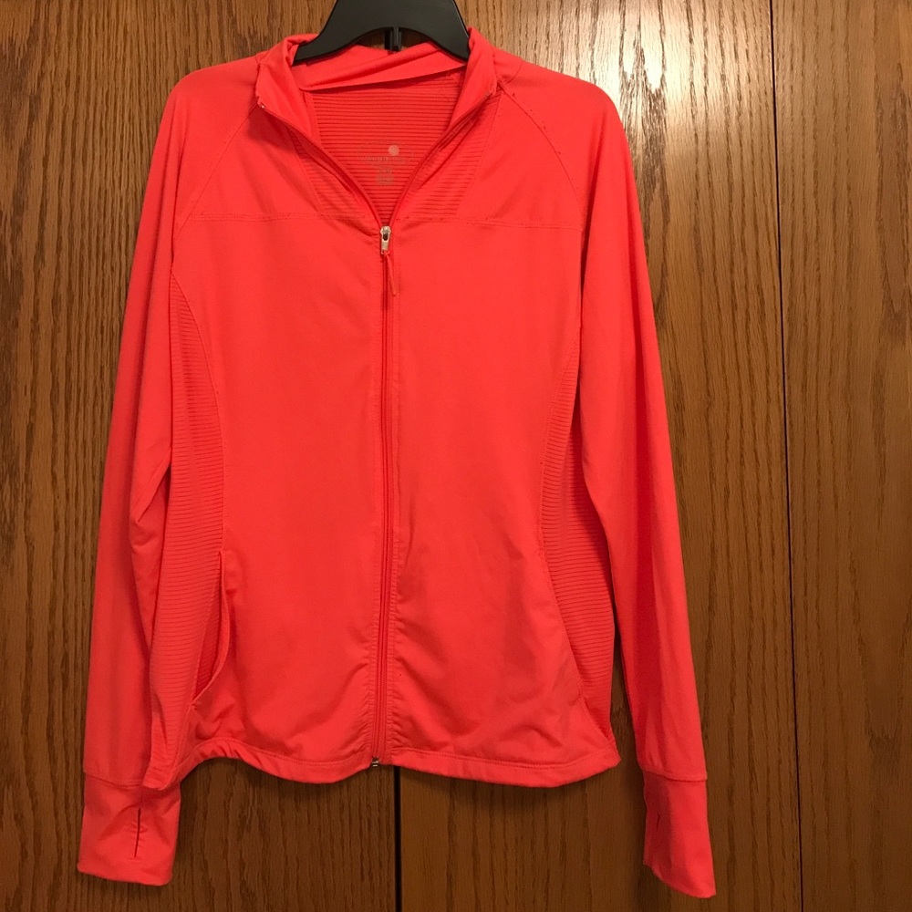 Neon orange active zip up jacket