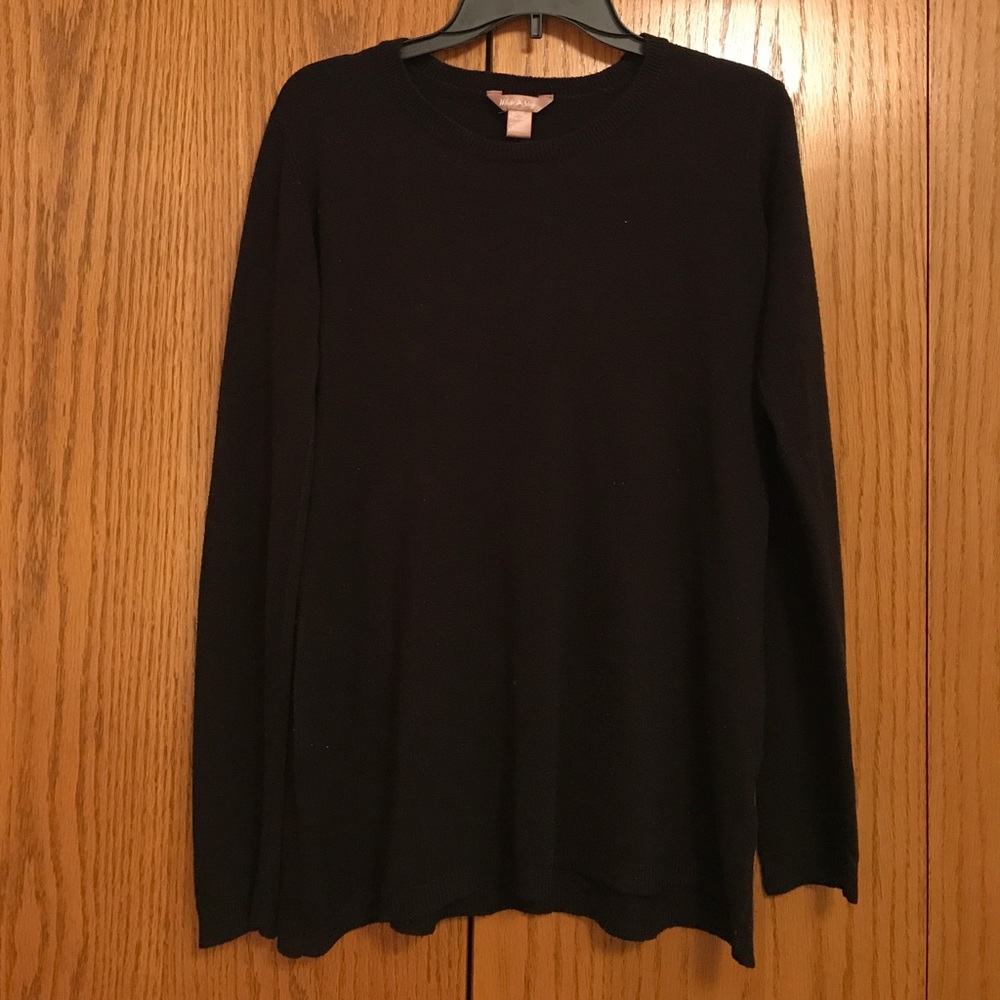 Black sweater with infinity scarf