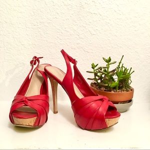 Red strappy heels