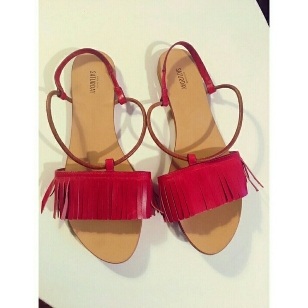 Kate Spade Leather fringe sandals,  size 7