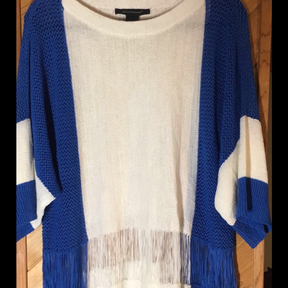 Blue fringe Poncho Sweater