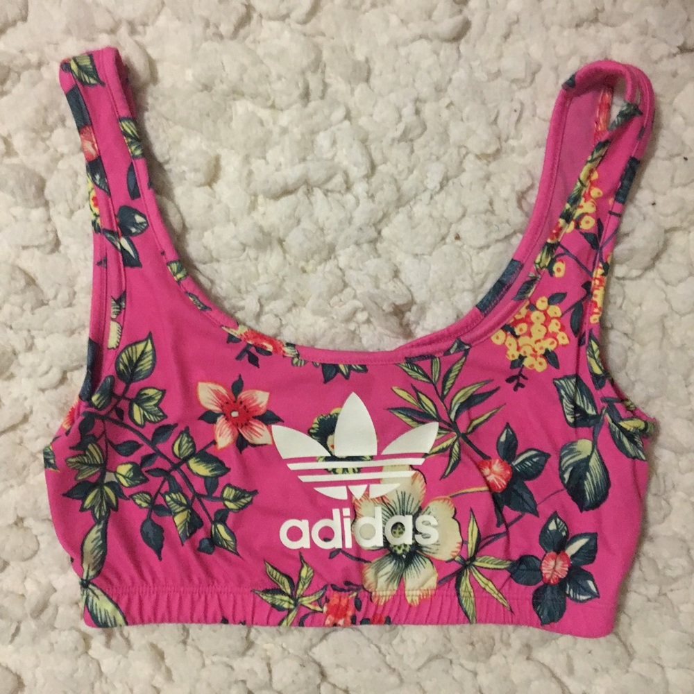 Pink Hawaiian print Adidas sports bra