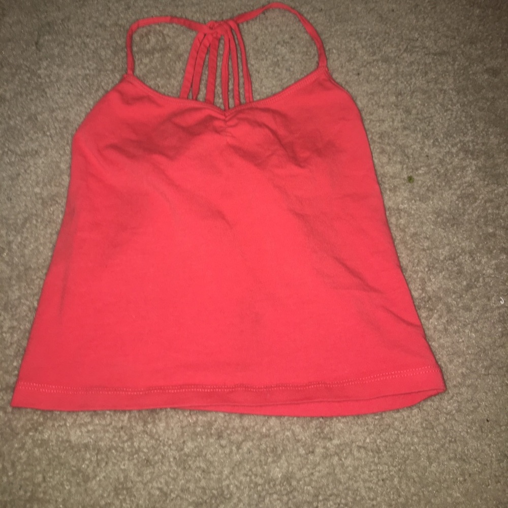 coral crop top with crisscross back