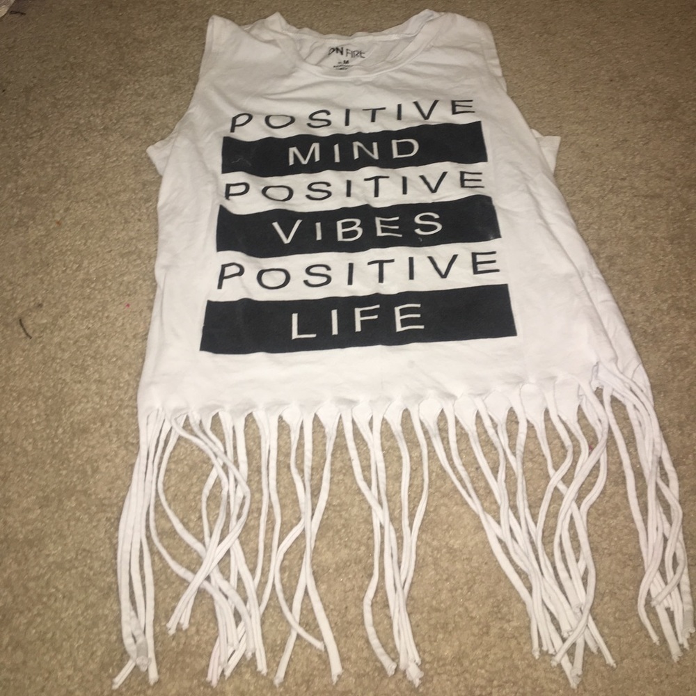 black/ white string muscle top