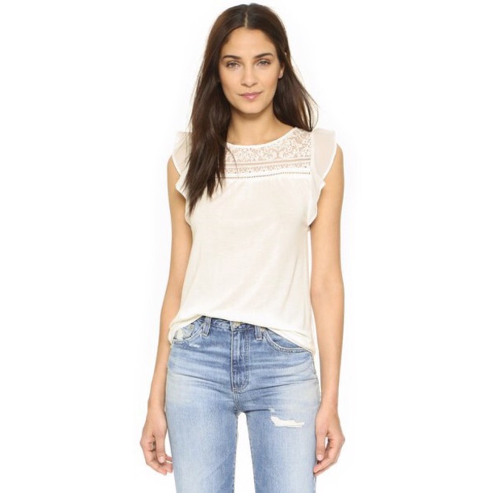 Cupcakes And Cashmere Jean Ruffle Sleeve Ivory Top