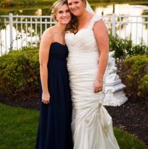 Navy blue one shoulder bridesmaid dress