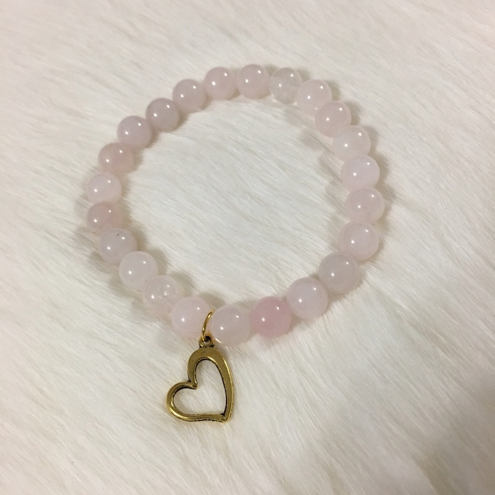 Handmade Natural Rose Quartz Love Bracelet - Picture 1 of 2