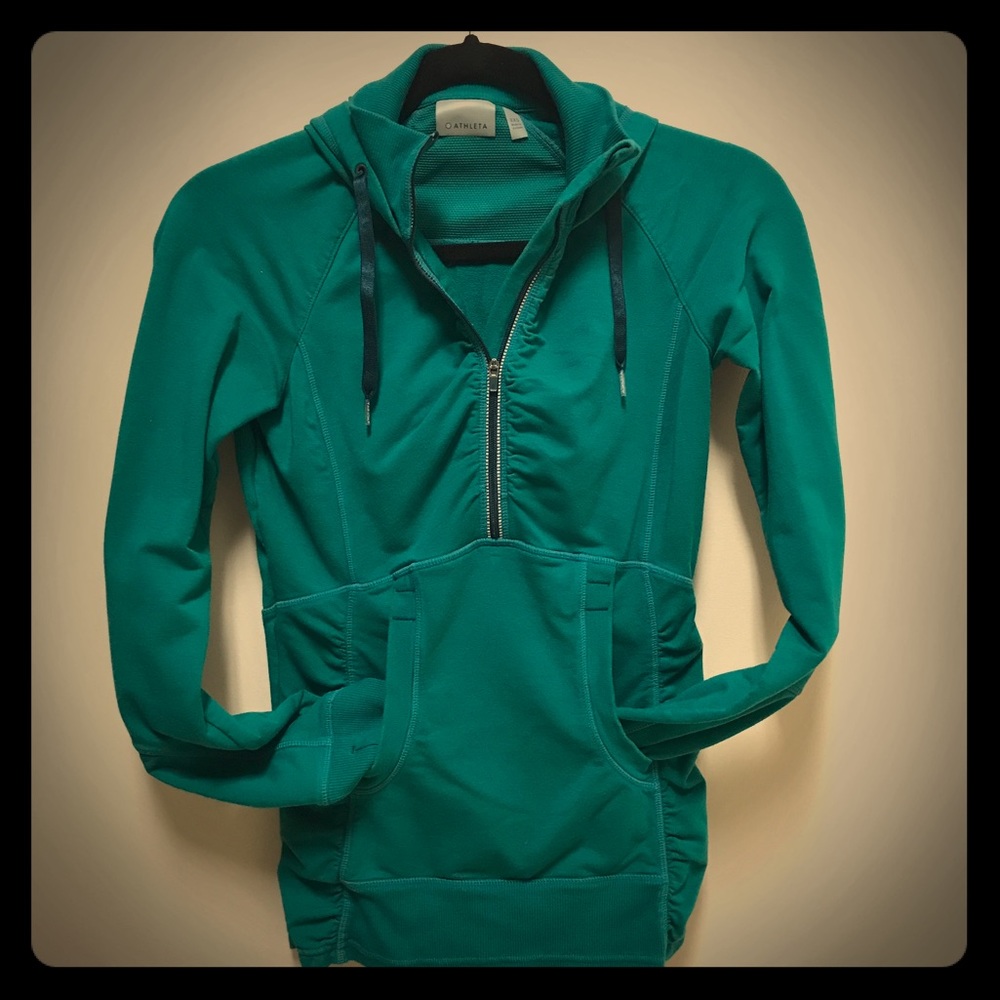 Athleta Jade Green Half-Zip Hoodie XXS