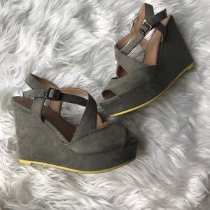 Sage and Citron Color Wedge Sandals