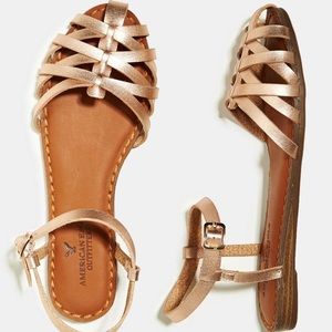 AEO rose gold fisherman sandals