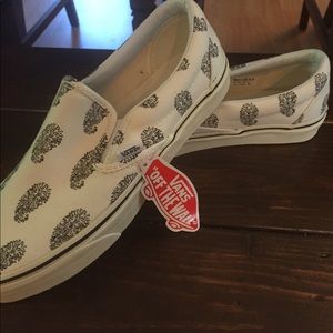 Black and white paisley Vans