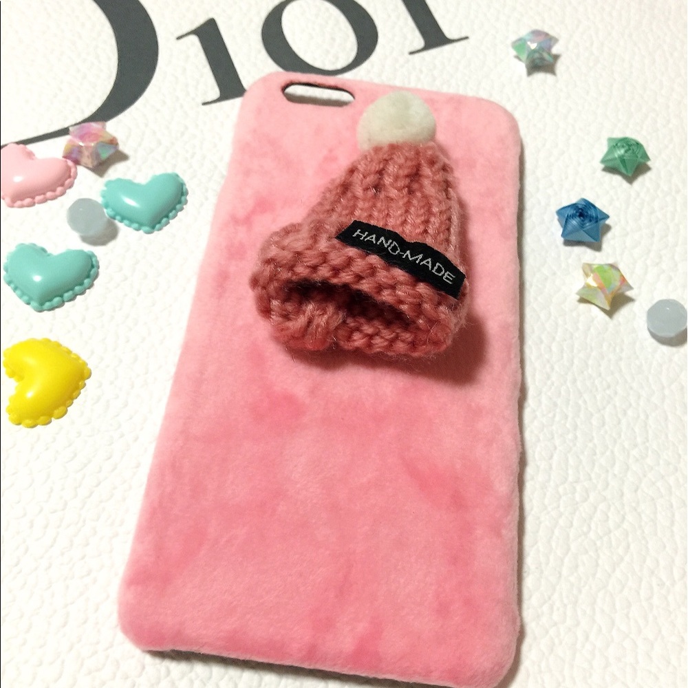 🎀Cute pink winter knitted hat 3-D iPhone case-NEW