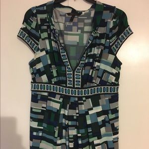 Green, blue and white summer dress