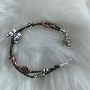 Brighton leather copper silver butterfly bracelet