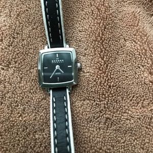 Skagen Denmark black, white & silver watch sleek