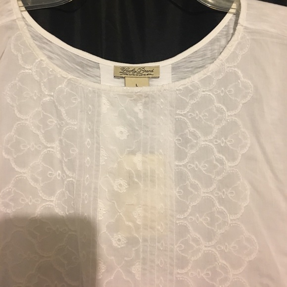 LUCKY Eyelet Short Sleeve Cotton Top - Picture 2 of 4