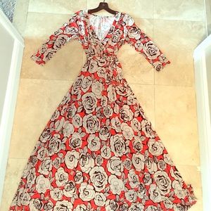 Retro maxi wrap dress size s