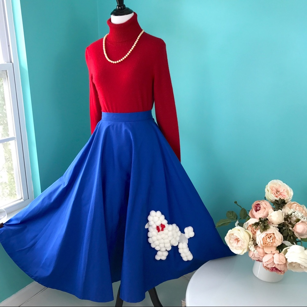 Blue Poodle Skirt Rockabilly 50s XSmall