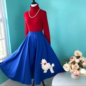 Blue Poodle Skirt Rockabilly 50s XSmall