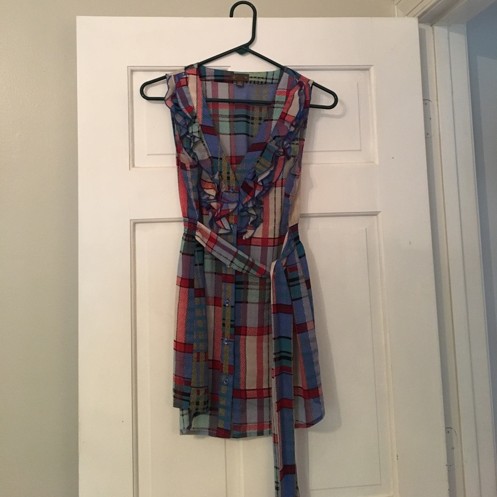 Sleeveless tunic length blouse by anthropologie
