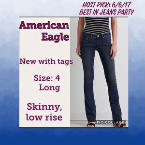 NWT AMERICAN EAGLE SKINNY JEANS SIZE 4 LONG