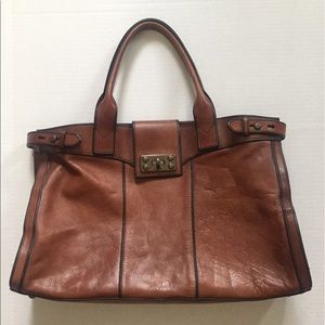 Leather Fossil weekender tote