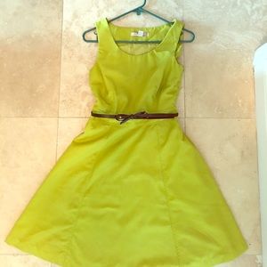 Adorable chartreuse dress with removable belt