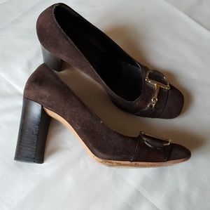 Gucci Brown Suede horsebit pumps7.5B