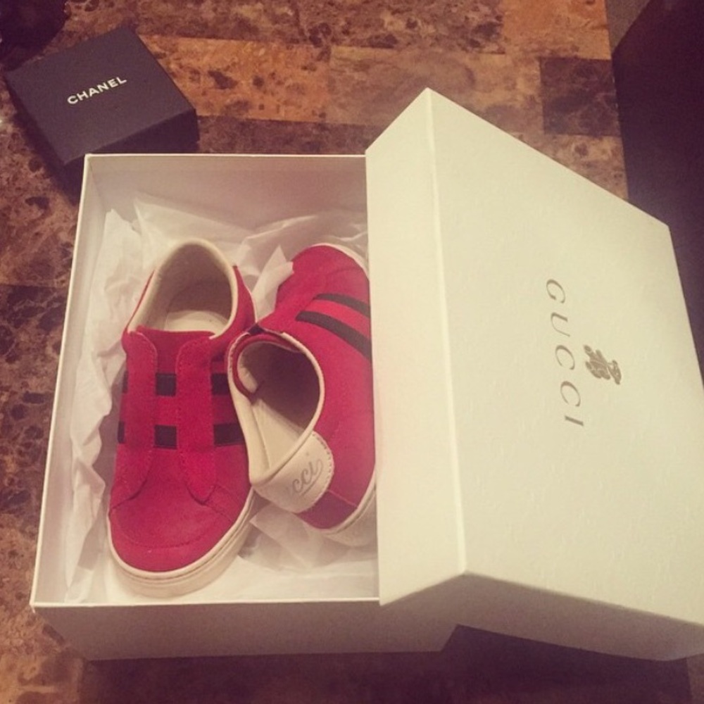 Kids Red & Green Gucci Sneakers