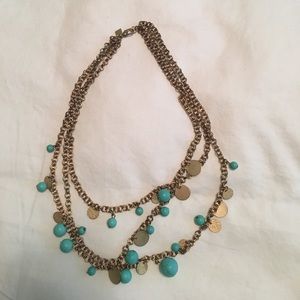 Banana Republic Teal and Gold necklace