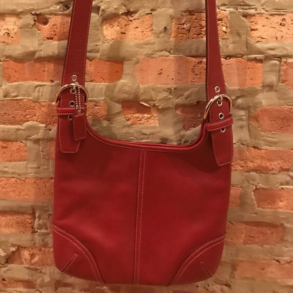 COACH red leather cross body shoulder bag