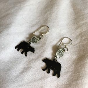 😀FINAL SALE 😃Black bear earrings.