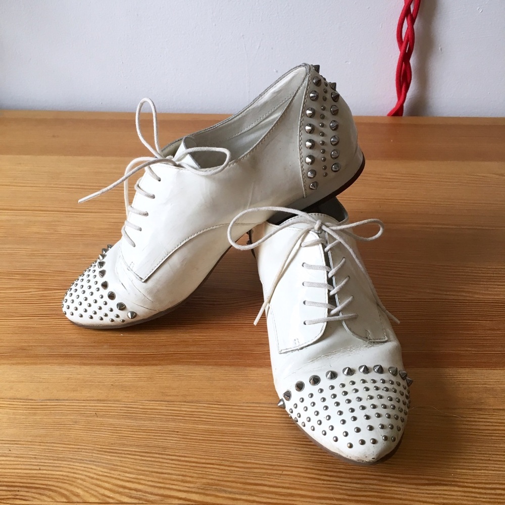Bass Studded Patent Leather Oxfords