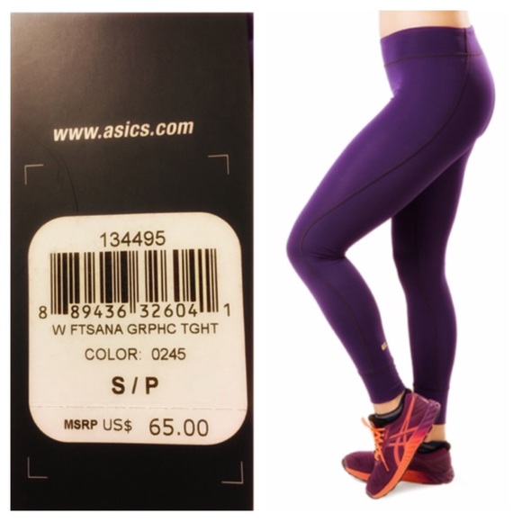 Asics Pants - FLASH SALE Asics Graphic Tight Purple Running NEW