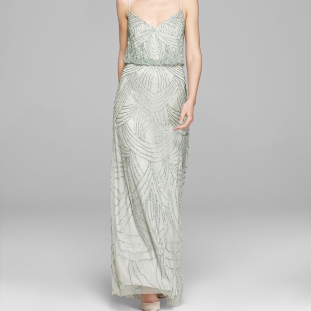 Adrianna Papell beaded mesh gown