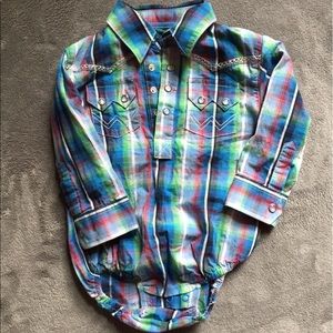 Wrangler Western Blue Plaid Bodysuit / Onesie
