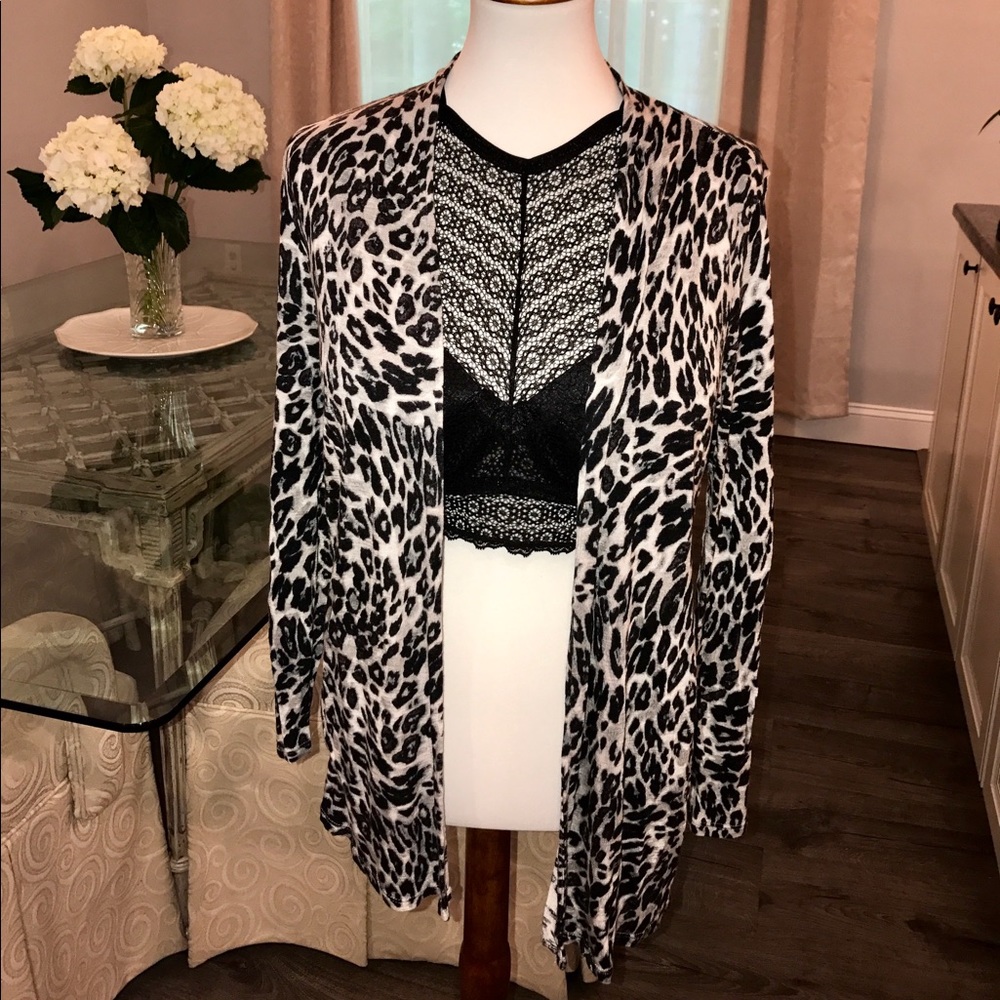 H&M grey leopard cardigan size small