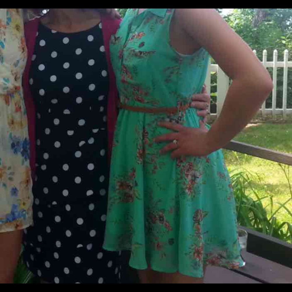 Teal Floral Print dress
