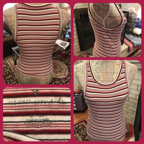 American Eagle Outfitters Tops - Like New American Eagle Striped Ribbed Tank Top