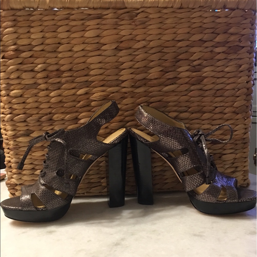 COACH Moreen Metallic Lace-up Leather Platforms
