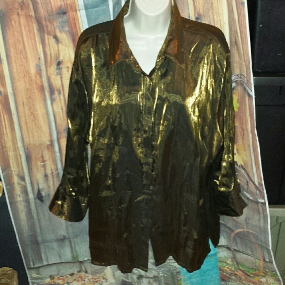 Ladies gold sparkly blouse 3x.