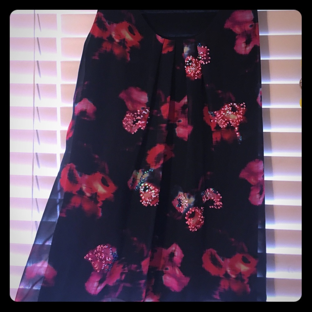 Express sequined, flowered tank