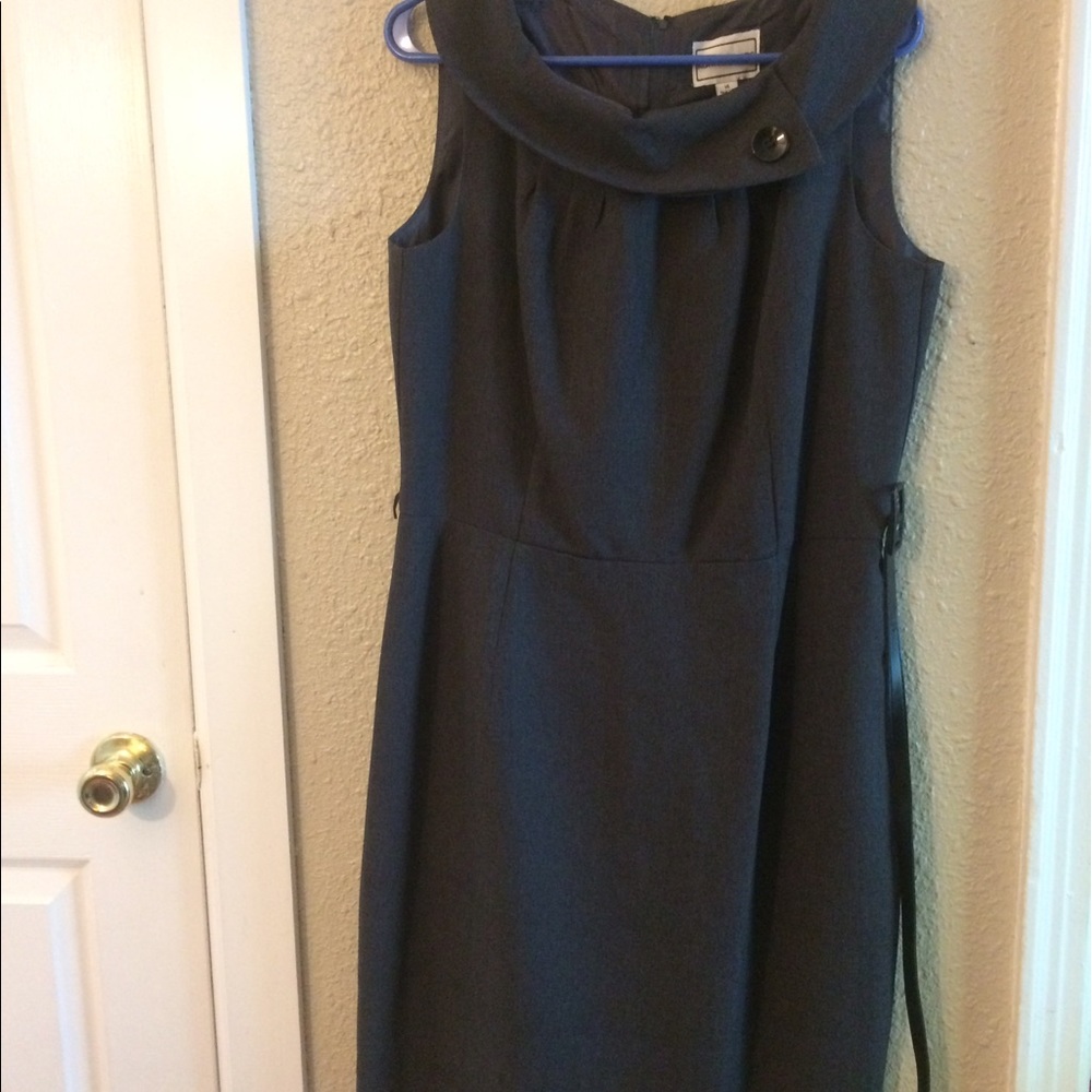 Gorgeous grey belted dress with button collar