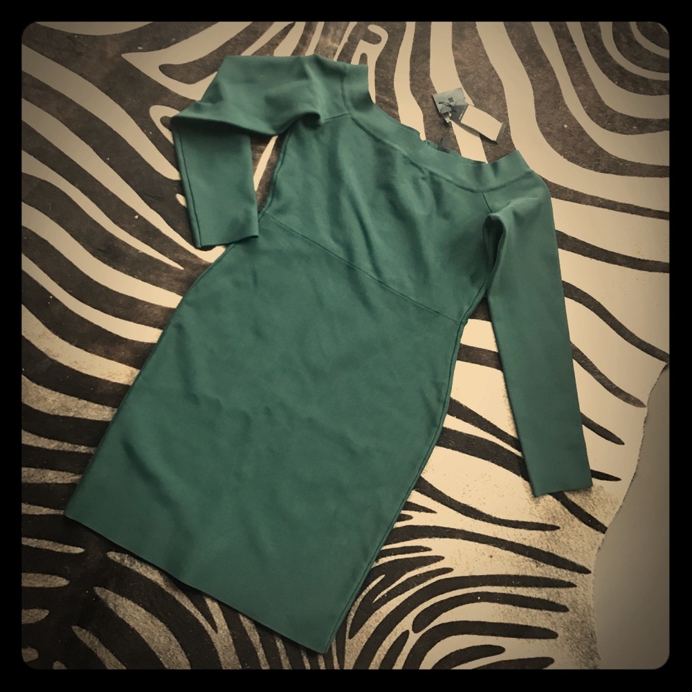 BCBG Emerald Off Shoulder Dress