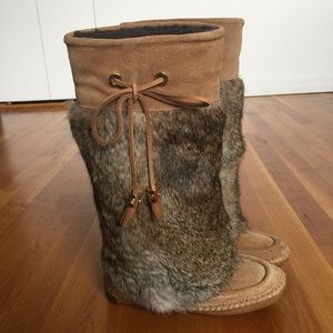 Tory Burch Rabbit Fur Après-Ski Boots Size 5.5