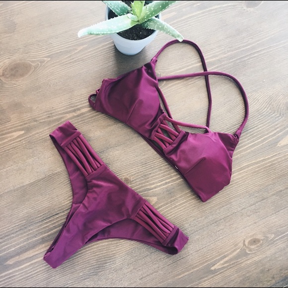 {boutique} maroon strappy bikini - Picture 2 of 4