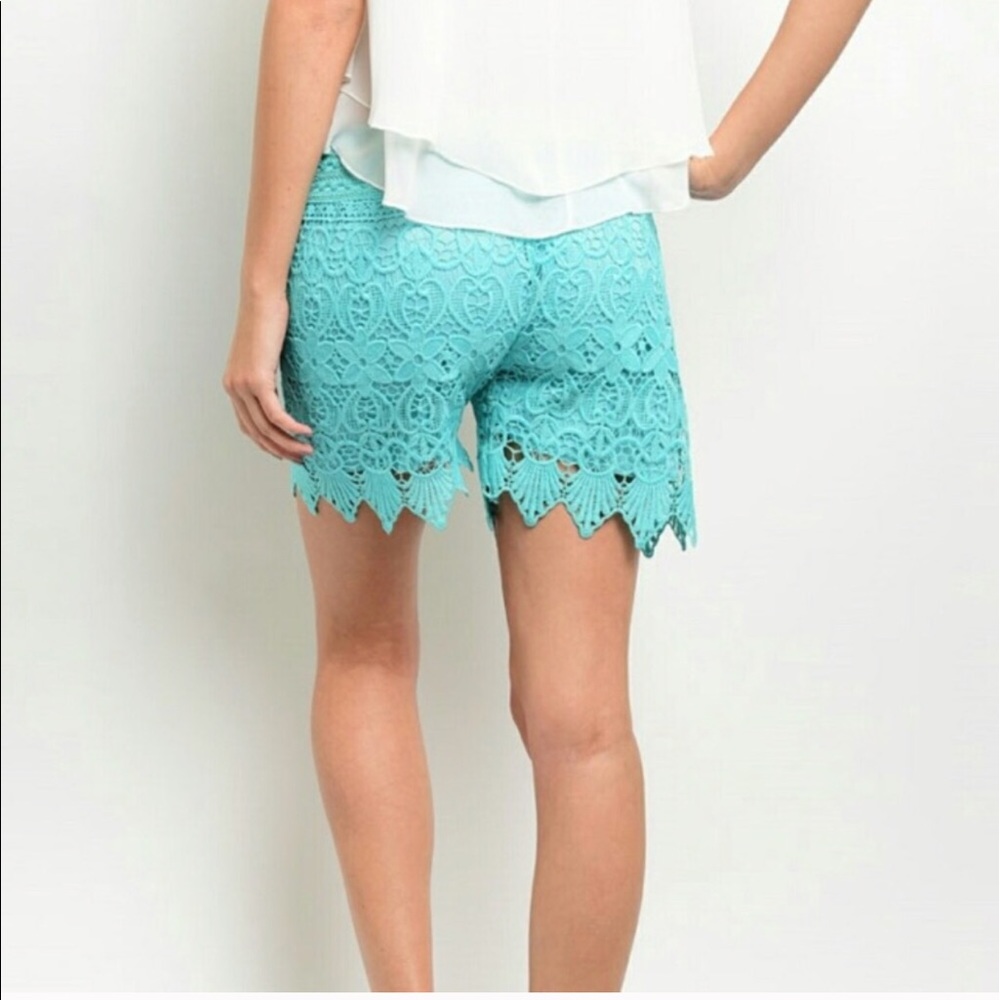 Turquoise 💦crochet shorts, fully lined