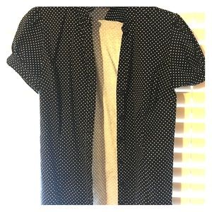 Adorable black & white polka dot button down