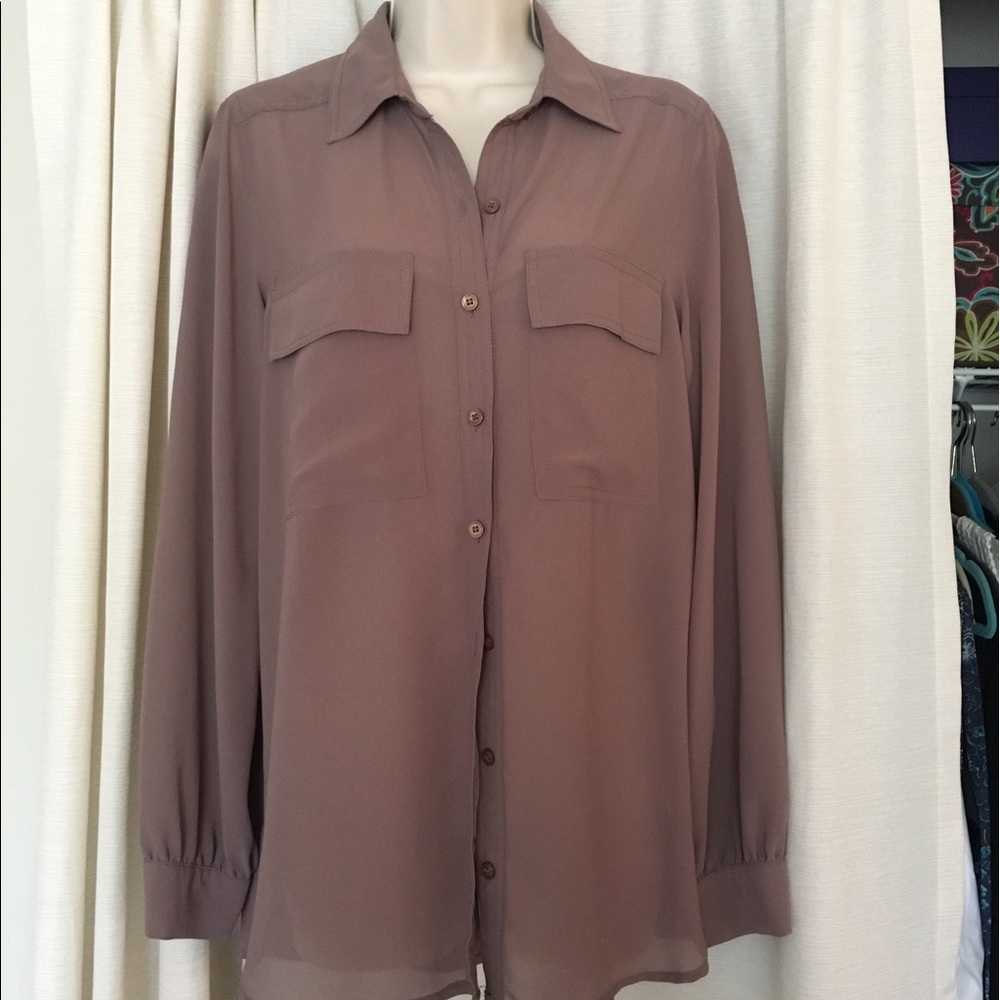 Taupe Button Down Blouse