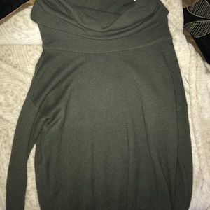 Long green off the shoulder sweater